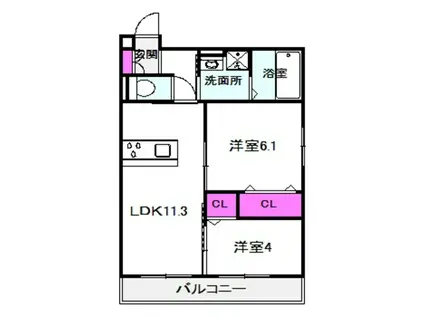 メゾン ドゥ イデアル(2LDK/3階)の間取り写真