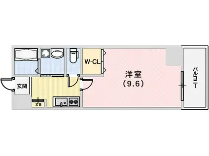 セオリー神戸ドミール(1K/12階)の間取り写真