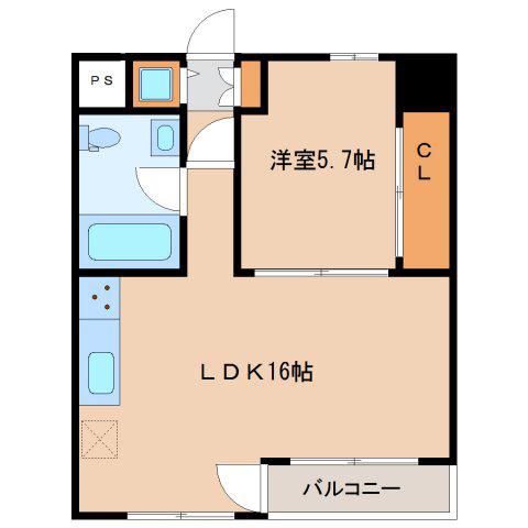 ASレジデンス材木町(1LDK/8階)の間取り写真