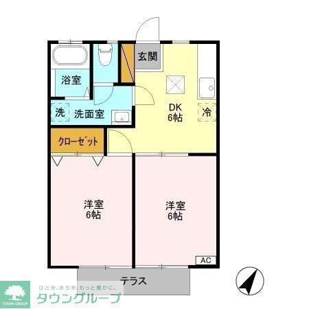 酒井根ガーデンハイツ(2DK/1階)の間取り写真