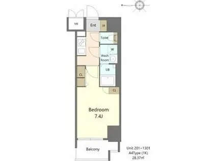 S-RESIDENCE高岳駅前AWAKE(1K/2階)の間取り写真