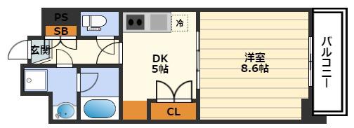 天満泉マンション(1DK/9階)の間取り写真