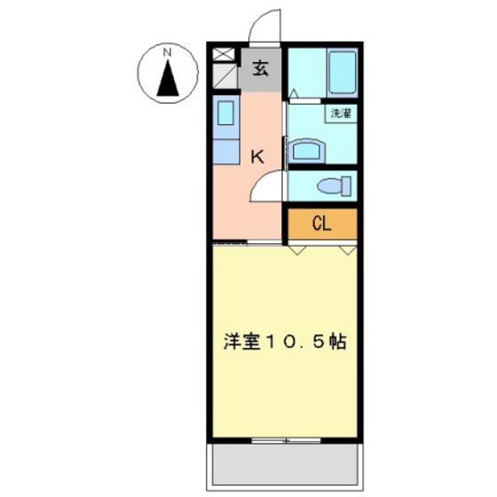 クレセール津島(1K/3階)の間取り写真