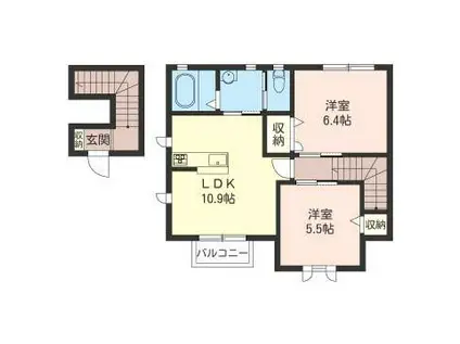ラティールC(2LDK/2階)の間取り写真
