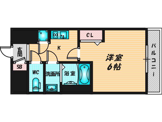 レジュールアッシュOSAKA新深江(1K/10階)の間取り写真