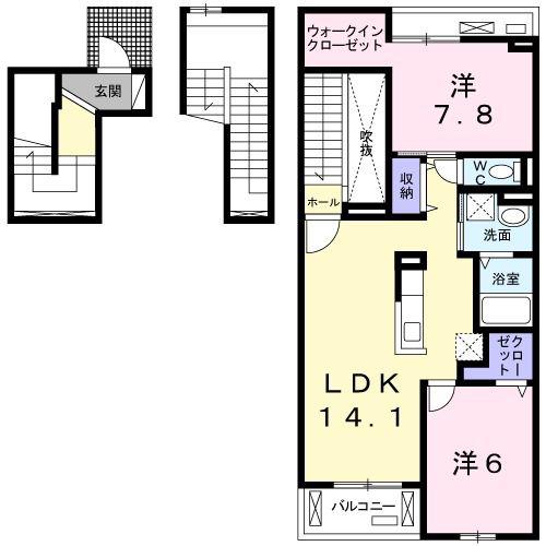 ランド フォレストI(2LDK/3階)の間取り写真