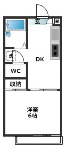 サニーハウス(1DK/1階)の間取り写真