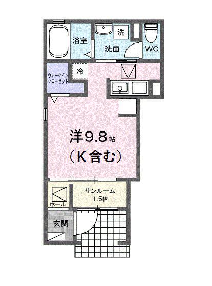 S・GVII(ワンルーム/1階)の間取り写真
