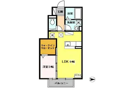 アルカディア(1LDK/1階)の間取り写真