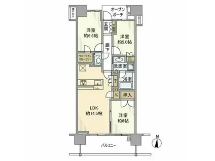 プラウド浦和仲町マークス(3LDK/9階)の間取り写真