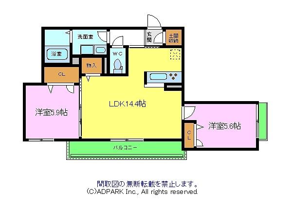 CASAREGIO堺東(2LDK/2階)の間取り写真