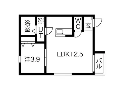 豊ハイツ(1LDK/1階)の間取り写真