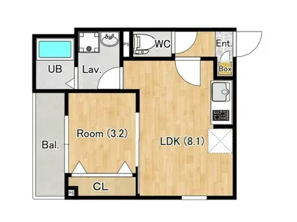 ジーメゾン平塚幸町(1LDK/3階)の間取り写真
