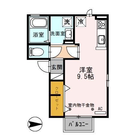 ラグーンM(ワンルーム/2階)の間取り写真