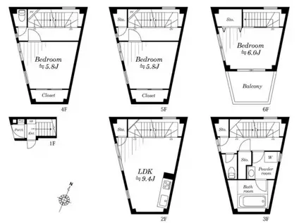 巣鴨5丁目(3LDK/2階)の間取り写真