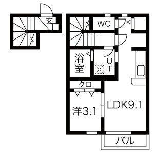 FOLUNA I・II(1LDK/2階)の間取り写真