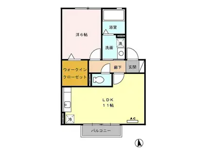 キャトルセゾン(1LDK/2階)の間取り写真