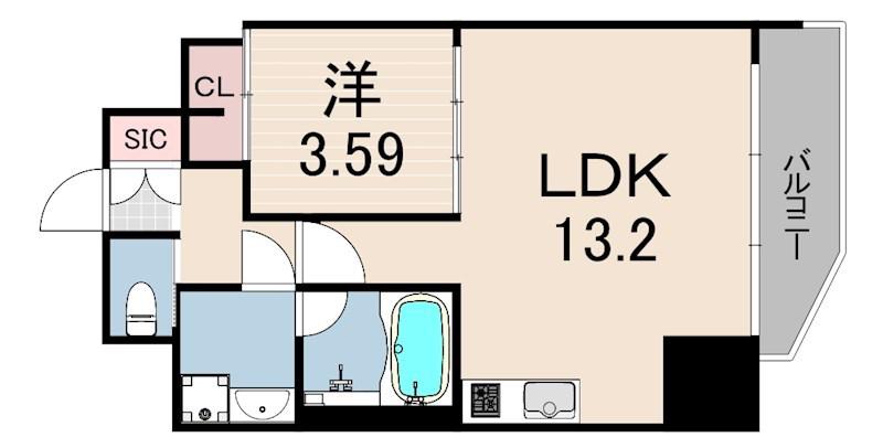 プレジオ日暮通(1LDK/11階)の間取り写真