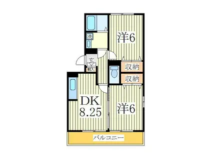 ラフォーレ上ノ台B(2LDK/3階)の間取り写真