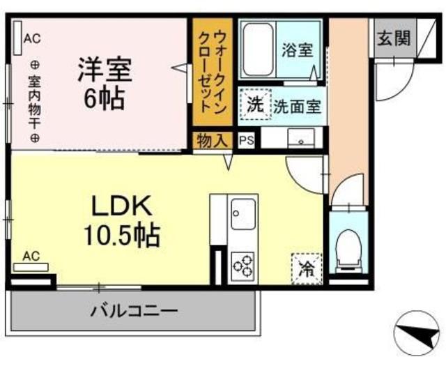 ハイクレア篠崎(1LDK/3階)の間取り写真