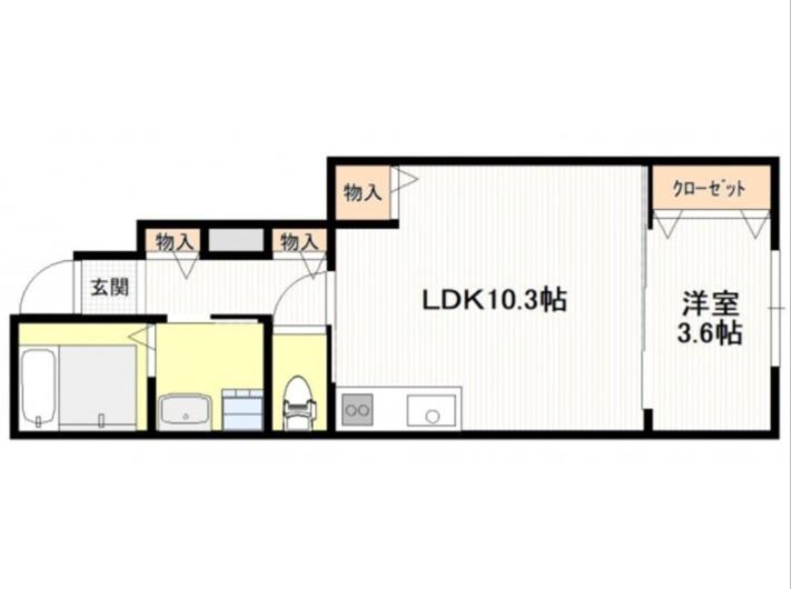 カーリー・ダダン元町(1LDK/1階)の間取り写真