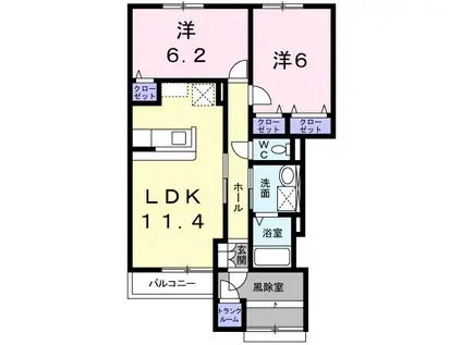 それいゆ(2LDK/1階)の間取り写真