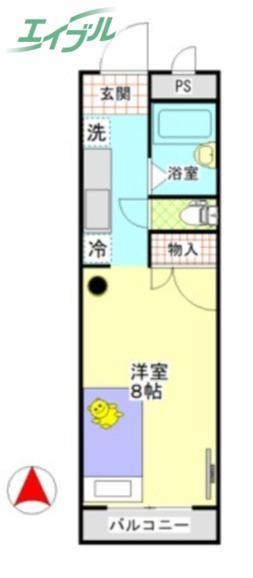 SKマンション(1K/3階)の間取り写真