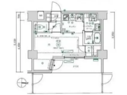 マキシヴ武蔵新城トレ(1K/1階)の間取り写真