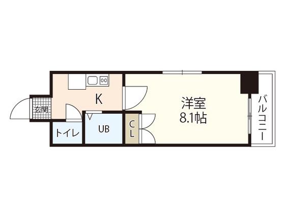 サンドエル東蟹屋(1K/9階)の間取り写真