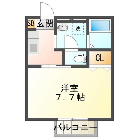 フィールドグリーン(1K/2階)の間取り写真