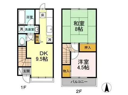 フレンドハイツモトヤ(2DK/1階)の間取り写真