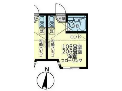 ユナイトKOKANエルリンガー(ワンルーム/2階)の間取り写真