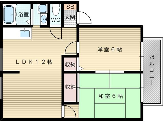 パナハイツ アミジマ(2LDK/2階)の間取り写真