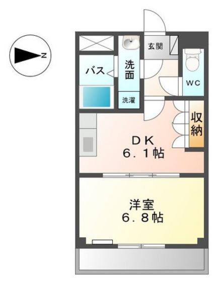 RIVERSIDE COURT(1DK/3階)の間取り写真
