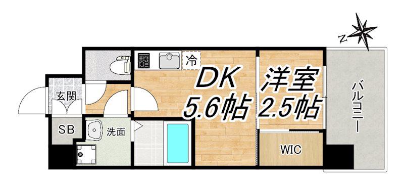 セレニテ福島プリエ(1DK/9階)の間取り写真