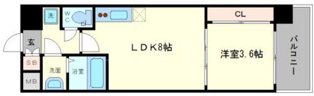 セレニテ北久宝寺(1LDK/15階)の間取り写真