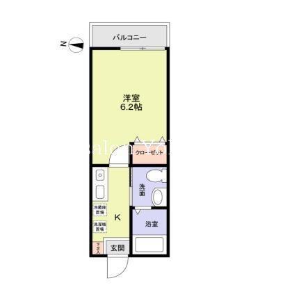 ルミエール大口(1K/3階)の間取り写真