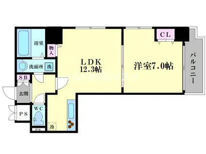 セレッソコート南船場(1LDK/3階)の間取り写真