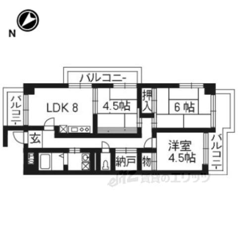 パールハイツ打出浜(3LDK/6階)の間取り写真