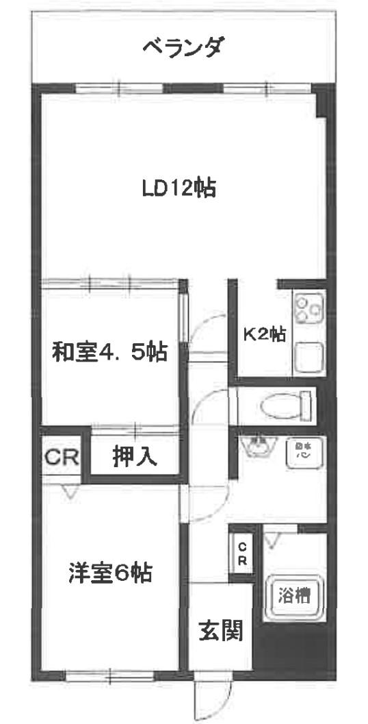 第ニ弥刀マンション(2LDK/2階)の間取り写真