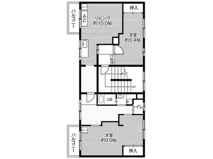 ビレッジハウス野幌10号棟(2LDK/4階)の間取り写真