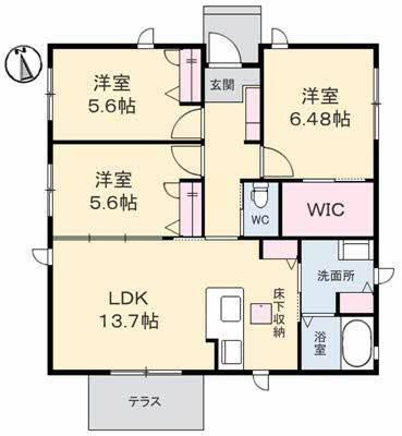 シャーメゾン山王田J棟(3LDK/1階)の間取り写真
