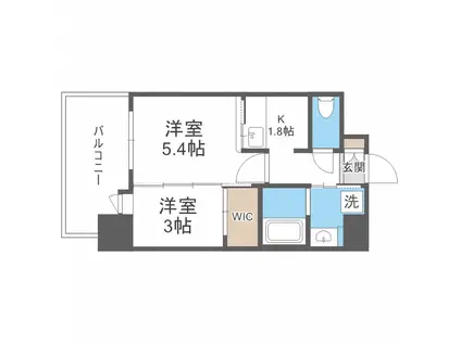 エンクレスト博多駅前ART(2K/10階)の間取り写真