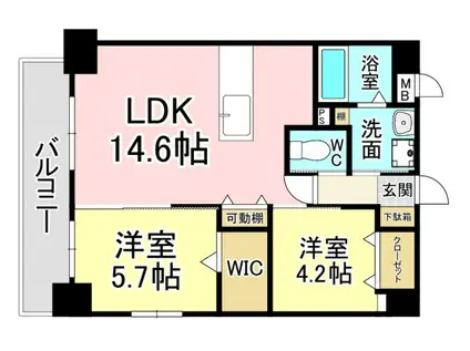 ウイングス熊手(2LDK/10階)の間取り写真