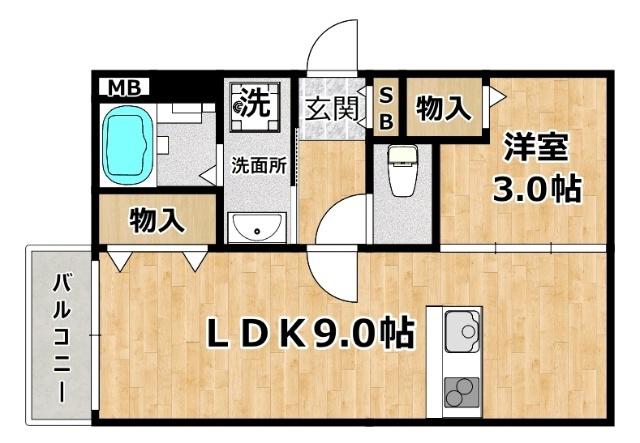 K.I.T大和田RESIDENCE(1LDK/3階)の間取り写真
