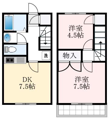 ウイング堺(2DK/1階)の間取り写真
