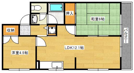 サンシャインあさひ(2LDK/3階)の間取り写真