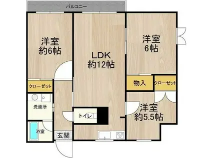 マンションフォルツーナ(3LDK/4階)の間取り写真