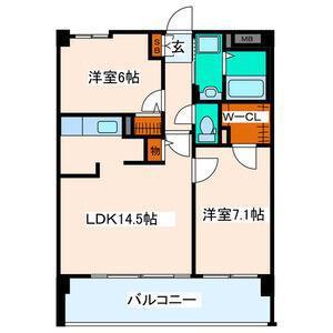 ラフィネ愛子(2LDK/2階)の間取り写真