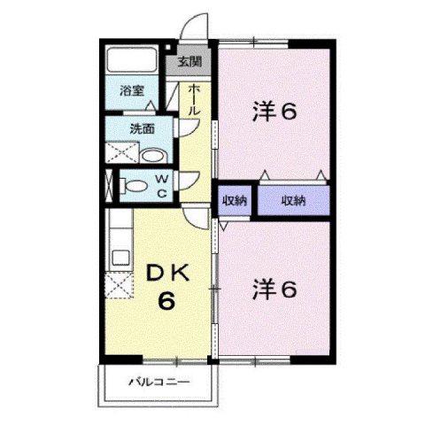ブランカドゥボナ-ルA(2DK/1階)の間取り写真